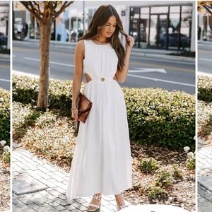 Cut Out White Midi Dress